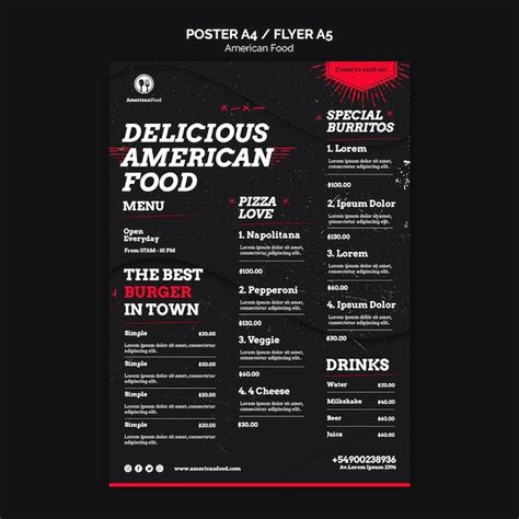 Free PSD | Delicious american food menu