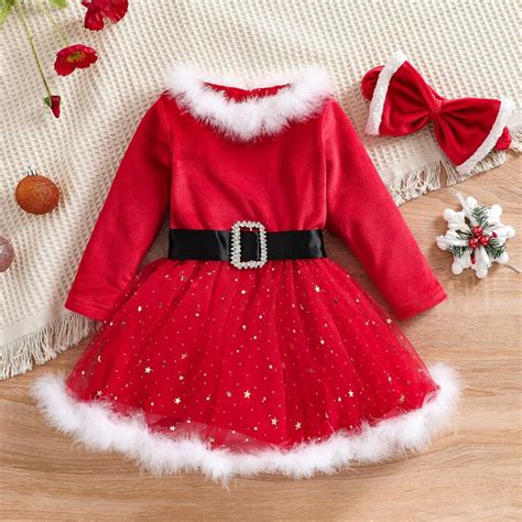 pcs girl christmas clothes toddler girls santa claus costume red