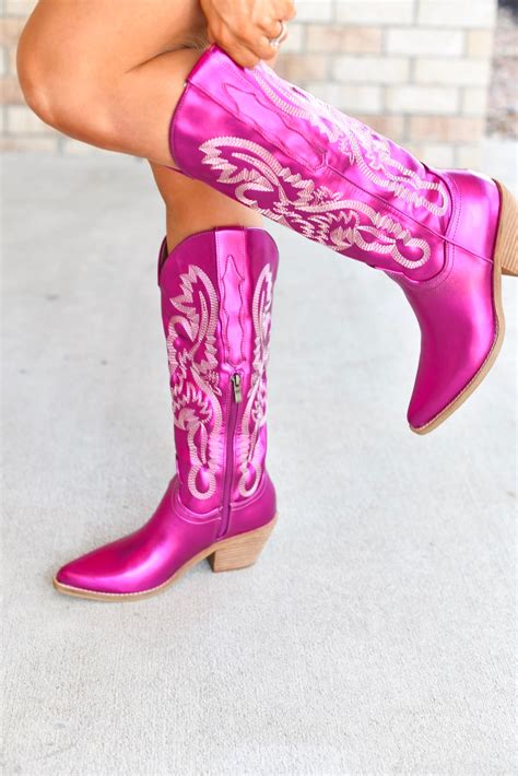 Broadway Girls Hot Pink Cowboy Boots Three Cords Boutique