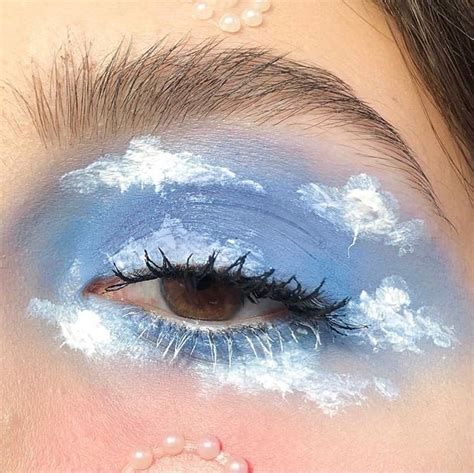 Clouds In The Sky Eye Makeup Design Face Art Blue And White