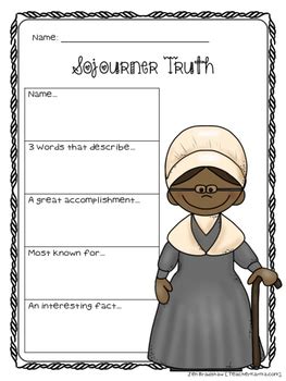 Sojourner Truth Biography Report Organizers Freebie Black History Month