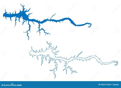 Agua Vermelha Lake Federative Republic Of Brazil Map Vector