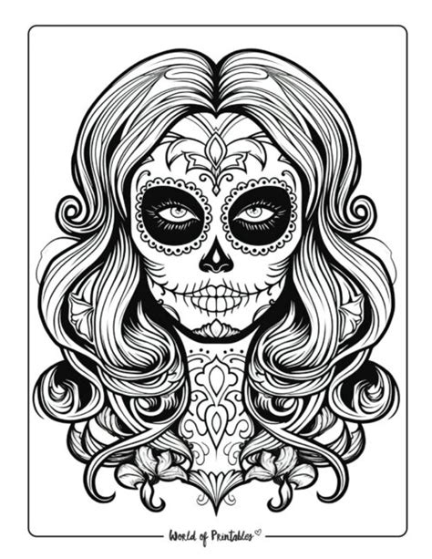 Girly Sugar Skull Coloring Pages