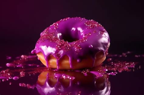 Premium AI Image | A purple donut with purple icing and pink sprinkles on it.