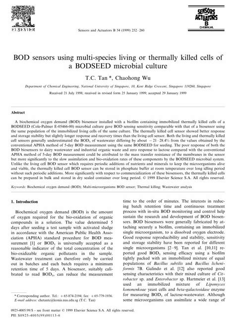 Pdf Bod Sensors Using Multi Species Living Or Thermally Killed Cells Of A Bodseed Microbial