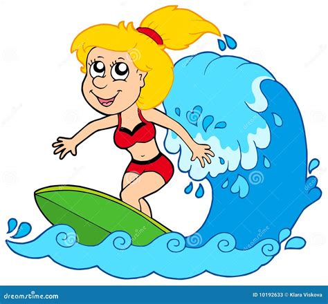 Cartoon Surfer Girl Stock Vector Illustration Of Ocean 10192633