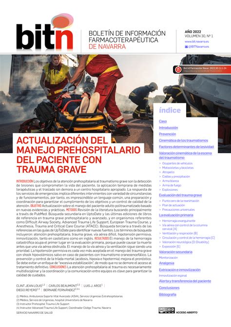 Pdf Actualizaci N Del Manejo Prehospitalario Del Paciente Con Trauma