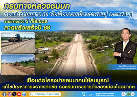 กรมทางหลวงชนบท ก่อสร้างถนนสาย ฌ ผังเมืองรวมเมืองกาฬสินธุ์ จ กาฬสินธุ์ คาดแล้วเสร็จปี 68