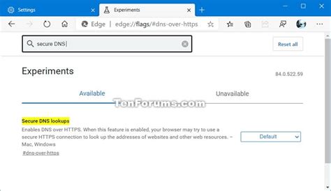 How To Enable Or Disable DNS Over HTTPS DoH In Microsoft Edge Tutorials