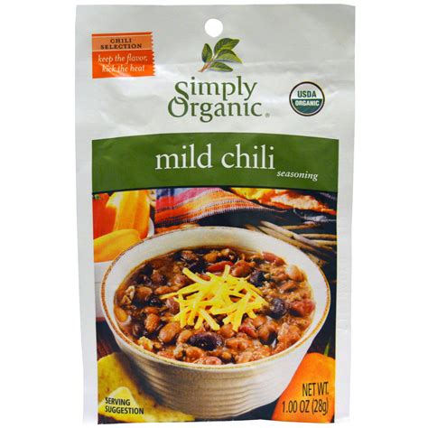 Simply Organic Mild Chili Seasoning 12 Packets 1 00 Oz 28 G Each Iherb