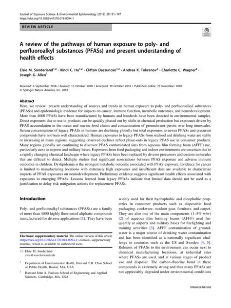 A Review Of The Pathways Of Human Exposure To Poly And Perfluoroalkyl