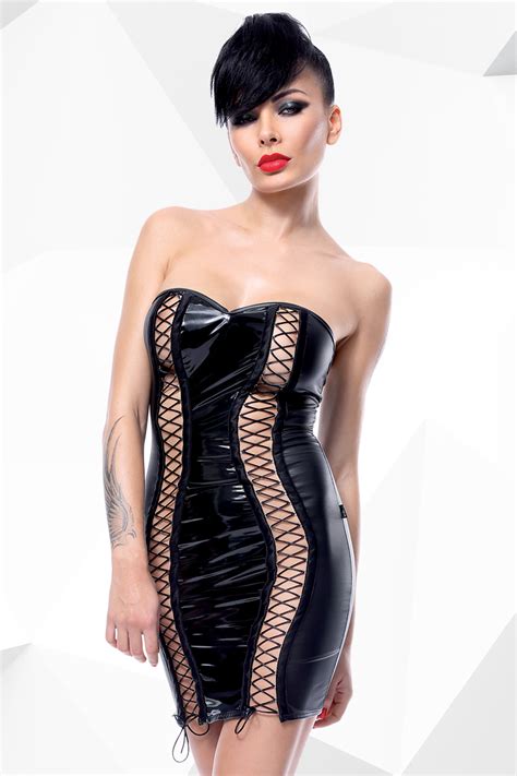 Wetlook Minikleid Mit Schn Rung Kleider Kurz Club Hot Fashion