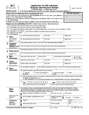 Form W Rev June Application For Irs Individual Taxpayer