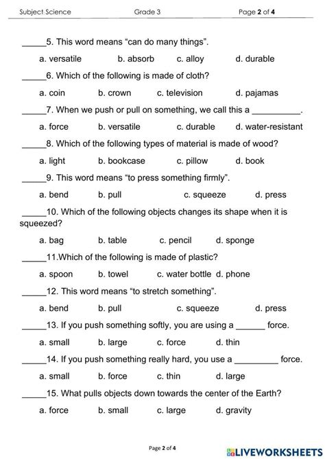 Free 3rd Grade Science Multiple Choice Worksheet Download Free 3rd Grade Science Multiple