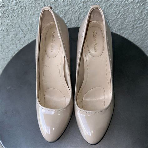 Calvin Klein Nude Patent Leather Heels Pumps Us Size Gem