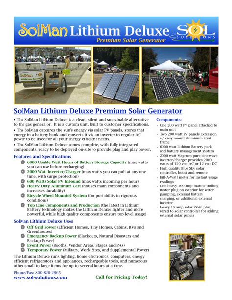 (PDF) SolMan Lithium Deluxe Premium Solar Generator · SolMan Lithium Deluxe Premium Solar ...