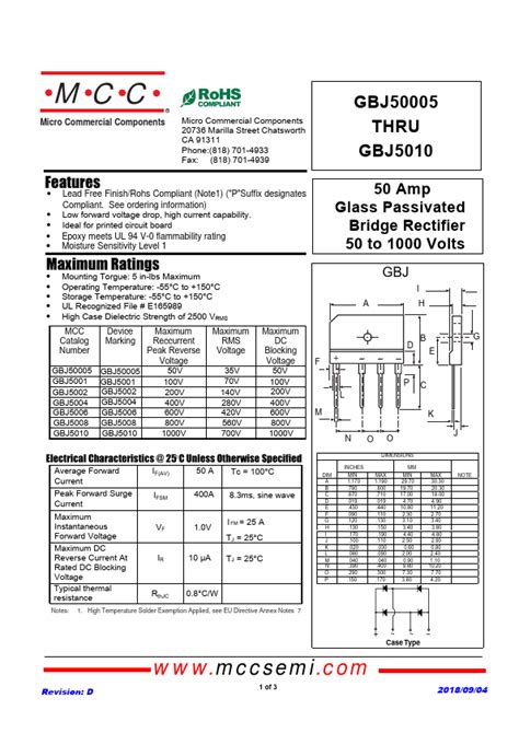 Gbj Datasheet Mcc