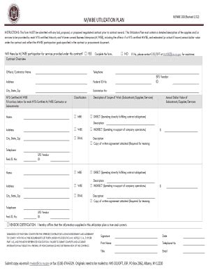 Fillable Online Cio Ny M Wbe Utilization Plan Cio Ny Fax Email Print