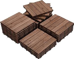 Yaheetech 27PCS Interlocking Patio Deck Tiles 12 X 12in Wood Floor