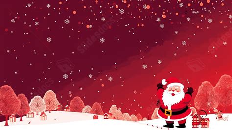 Beautiful Red Santa Claus Christmas Gift Powerpoint Background For Free