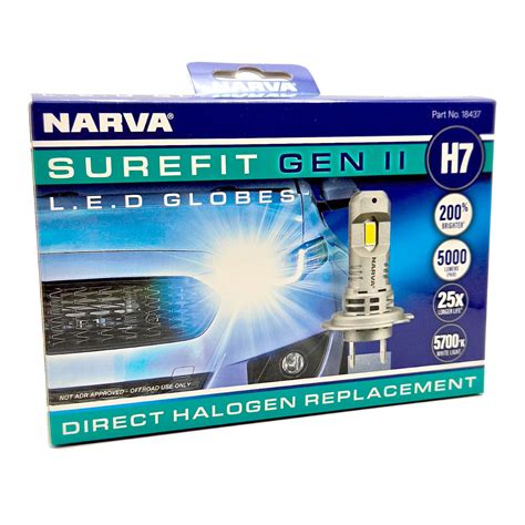 Narva H7 LED Globes Surefit GEN II 12V / 24V Pair H7 LED Headlight Kit ...