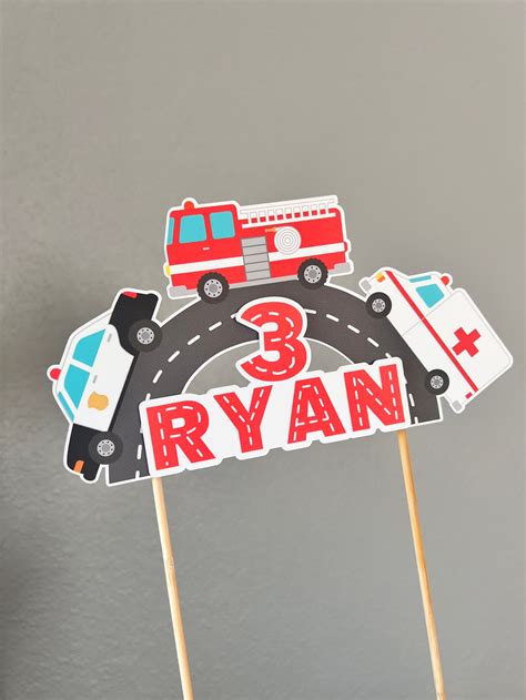 Personalized Rescue Vehicle Cake Topper Emergency Vehicle Etsy