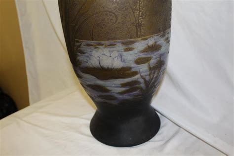 Art Nouveau Style Extra Large Glass Vase After Galle Very Rare For