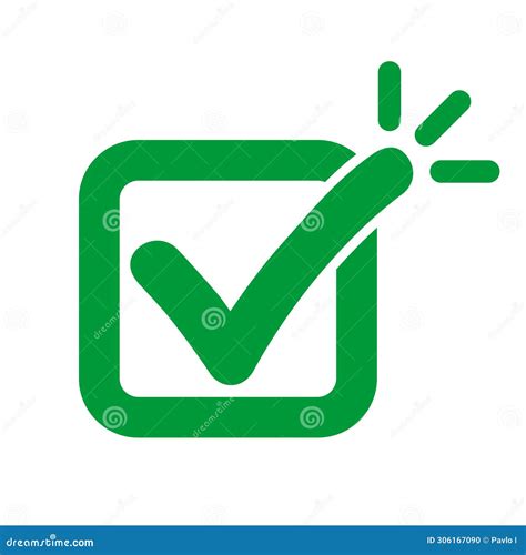 Accented Check Mark Icon Tick Mark Sign With Lines Accentuated Green