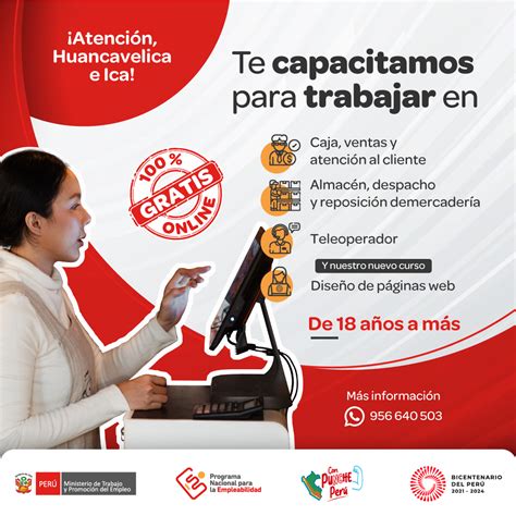 Capacitación gratuita para trabajar Campañas Programa Nacional para