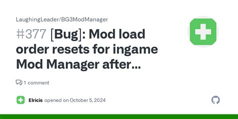 Bug Mod Load Order Resets For Ingame Mod Manager After Hotfix