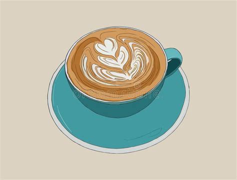 Hot Cappucino Coffee With Latte Art Sketch Vector Stock Vector Illustration Of Barista