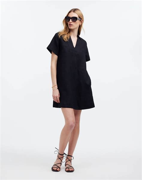 V-Neck Mini Dress in 100% Linen | Madewell
