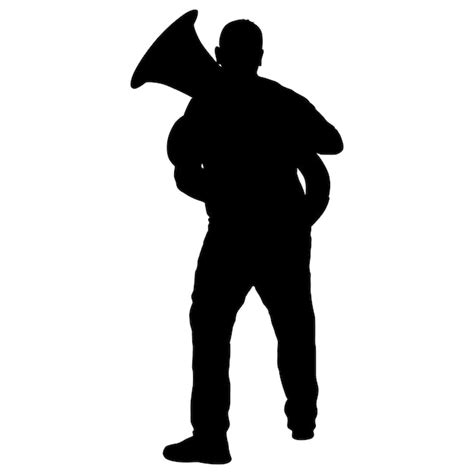 Premium Vector | Silhouette of musician playing the tuba on a white ...