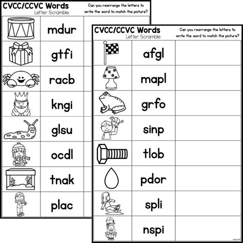 Cvcc And Ccvc Words Letter Scramble Worksheets State Fonts Top Teacher