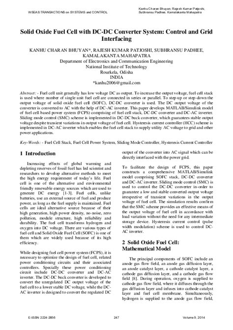 Pdf Solid Oxide Fuel Cell With Dc Dc Converter System Control And