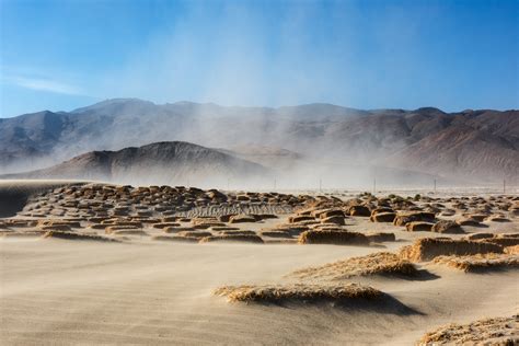 Dust Storm In The Keeler Dunes Dust Mitigation Zone Owens Lake Blue