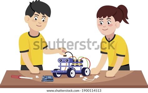 School Students Making Robot Flat Design Stock Vector (Royalty Free) 1900114513 | Shutterstock