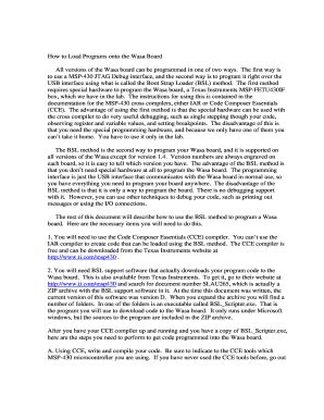 Fillable Online How To Load Programs Onto The Wasa Board All Versions