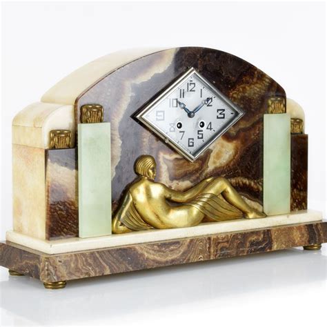 HUGE 1920s French ART DECO Bronze Nude Lady MANTEL CLOCK By MARTI Art