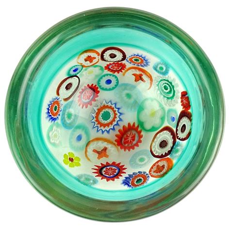 Archimede Seguso Murano Green Millefiori Canes Italian Art Glass