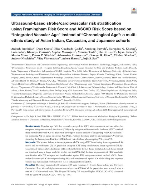 Ultrasound Based Stroke Cardiovascular Risk Stratification Using