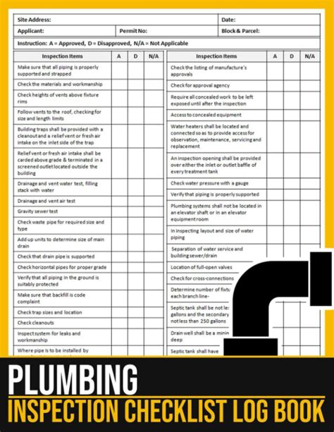 Plumbing Inspection Checklist Log Book Plumbing Inspection Report