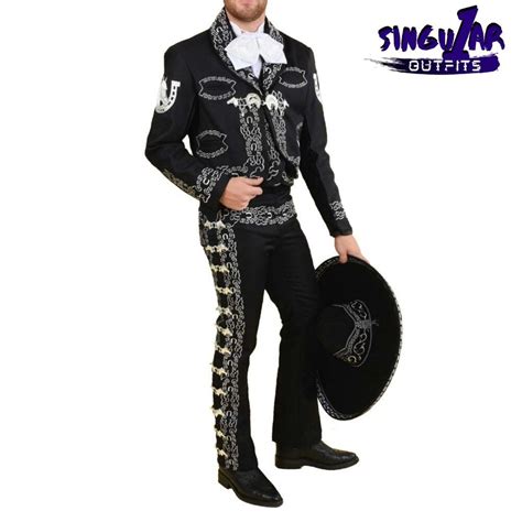 Tm Black Silver Men S Charro Suit Charro Suit Charro Outfit