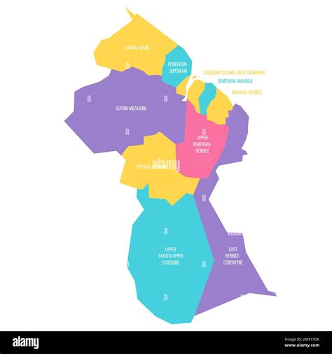 Guyana Political Map Of Administrative Divisions Regions Colorful