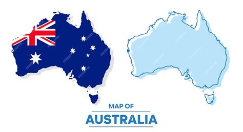 Vector Mapa Da Bandeira Da Austrália Conjunto Simples Ilustração Plana