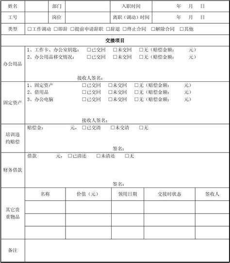 员工工作交接表word文档在线阅读与下载无忧文档