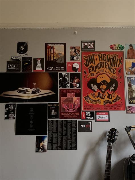 band poster wall room inspo | Rock room, Wall posters bedroom, Grunge room