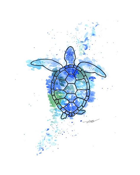 Items Similar To Turtle Watercolor Print Sea Turtle Art Blue Turtle