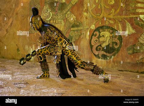 Mayan Dancer Representing Ek Balam Jaguar The Warrior Xcaret