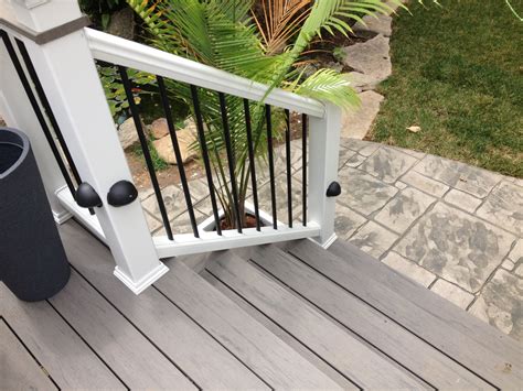 Rails Are Trex Transcends With Black Aluminum Spindles With Silver Maple Decking Backyard